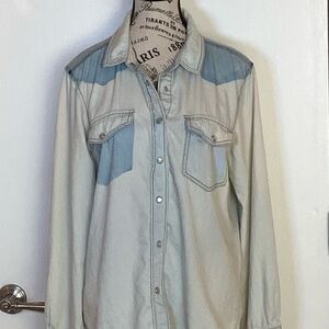 VINTAGE LADIES SNAP DOWN LONG SLEEVE DENIM SHIRT by MUDD SZ LG 90’s HIPPIE ✌️